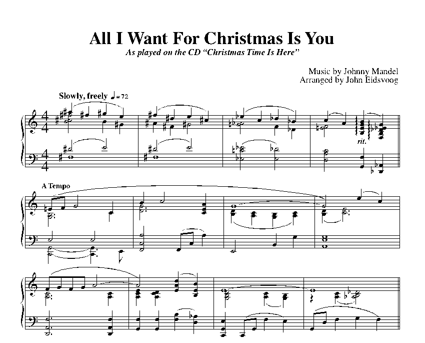 All I Want For Christmas Is You (sheet music), Sky Blue Music Online Store