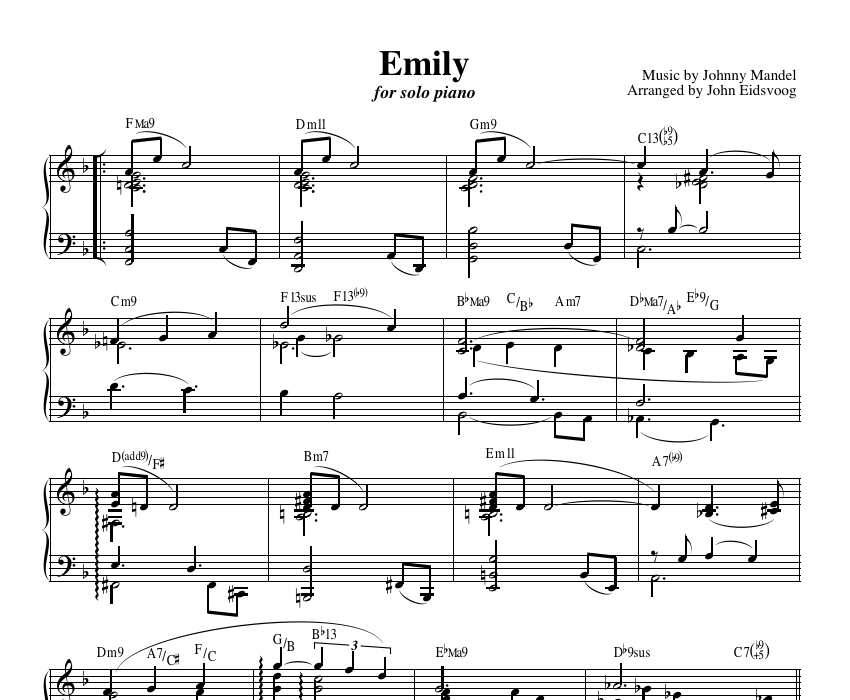 Emily - sheet music for piano solo