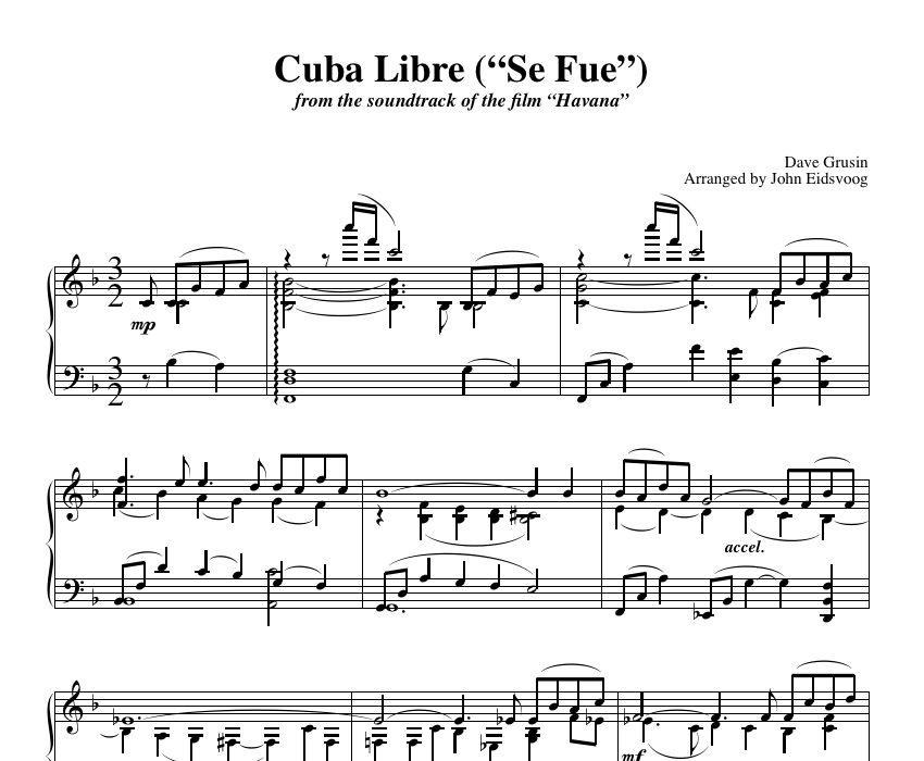 Cuba Libre (�Se Fue�) - sheet music for piano solo