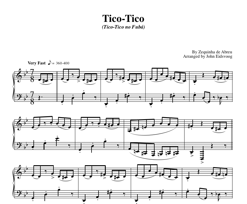 Tico-Tico in 7/8 (sheet music)
