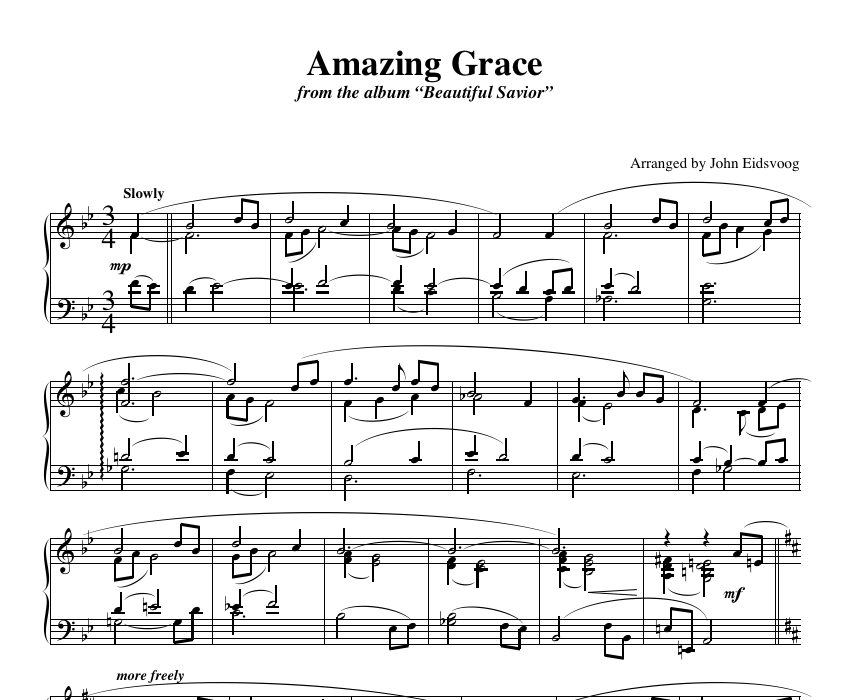 Amazing Grace (sheet music)