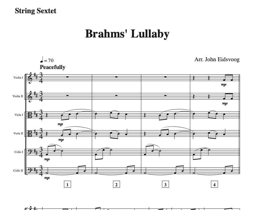 Brahms Lullaby (for String Sextet)