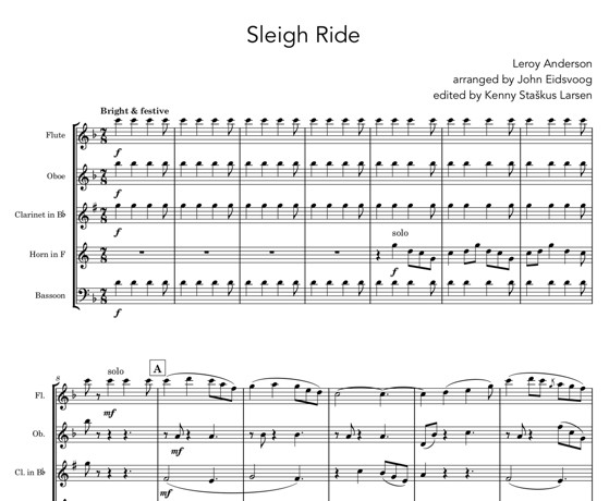 Sleigh Ride (for Woodwind Quintet)